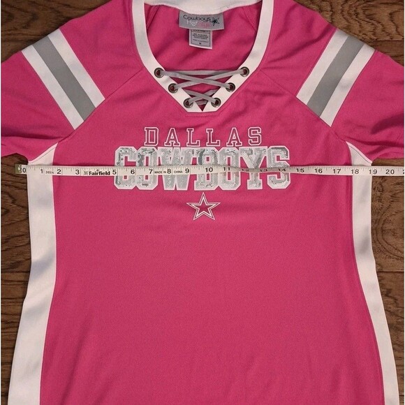 Dallas Cowboys Her Style Football Jersey Top Size M Sequins Pink - Picture 7 of 8